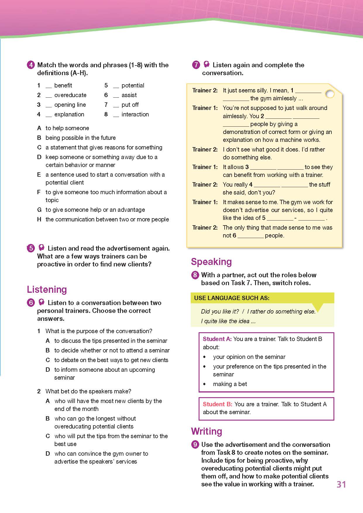 ESP English for Specific Purposes - Career Paths: ESP English for Specific Purposes - Career Paths: Fitness Training - Sample Page 4 ESP English for Specific Purposes - Career Paths: ESP English for Specific Purposes - Career Paths: Fitness Training - Sample Page 4