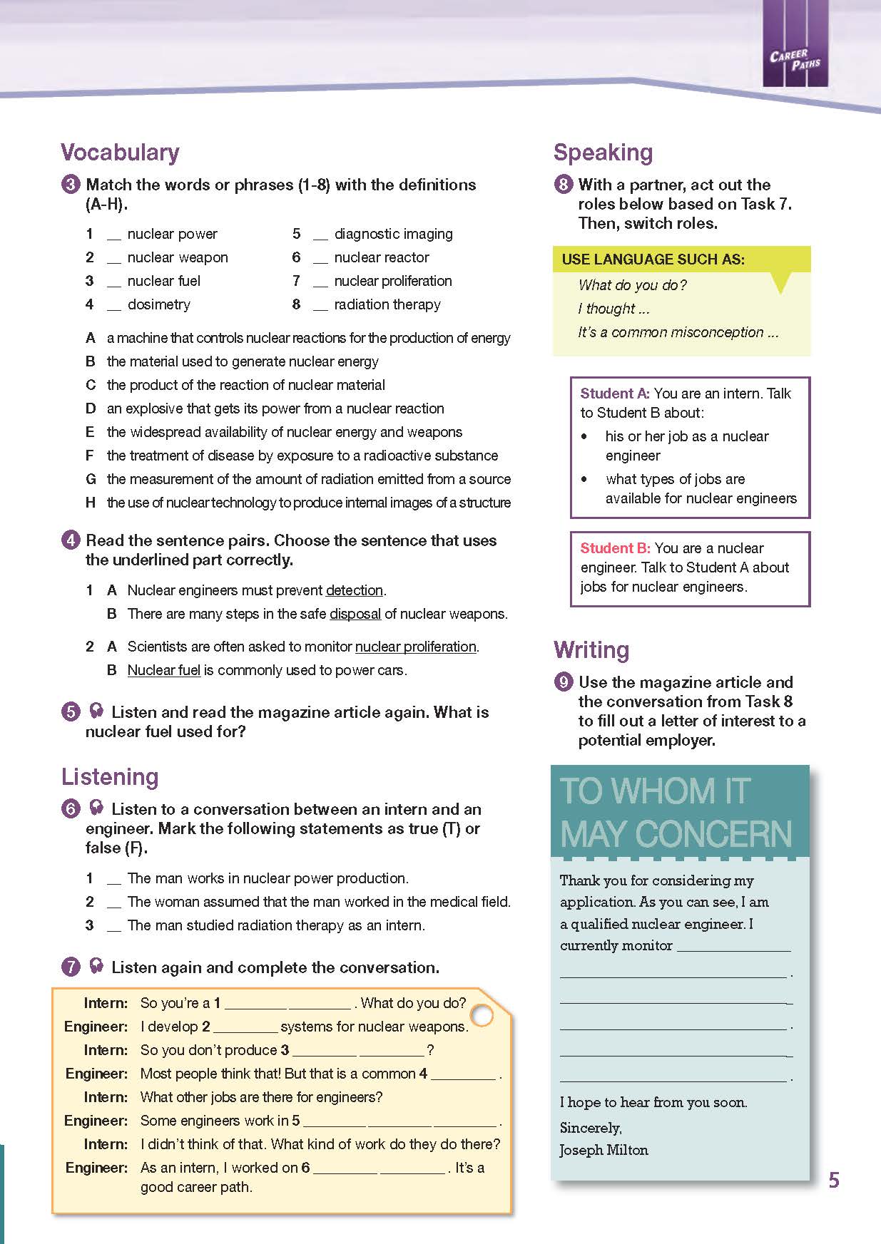 ESP English for Specific Purposes - Career Paths: Nuclear Engineering - Sample Page 1