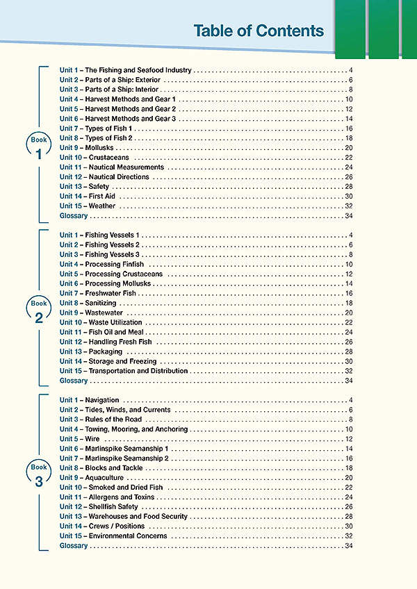Contents - Career Paths: Fishing & Seafood Industry